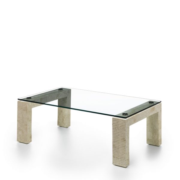 mactan tavolino in pietra con piano trasparente