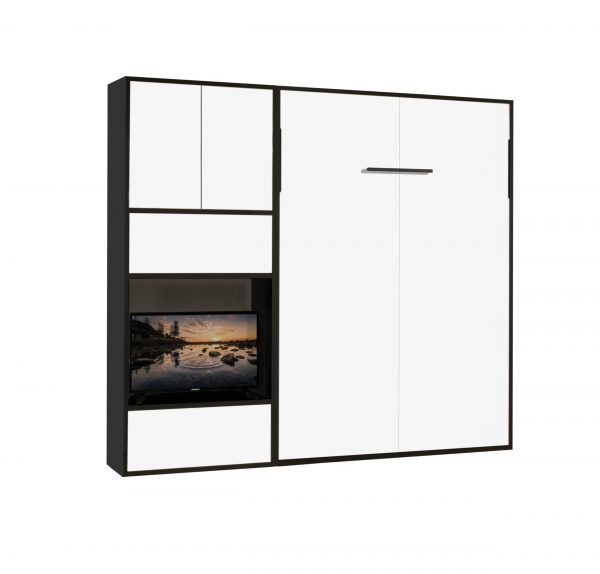 letto a scomparsa con libreria porta tv gr bianco