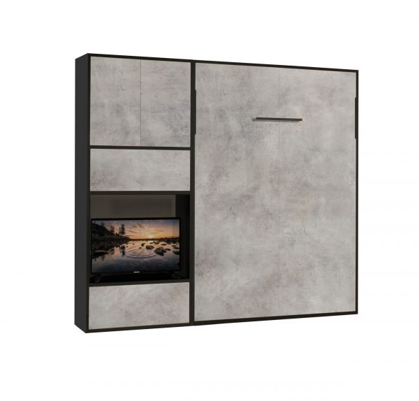 letto a scomparsa con libreria porta tv grigio cem